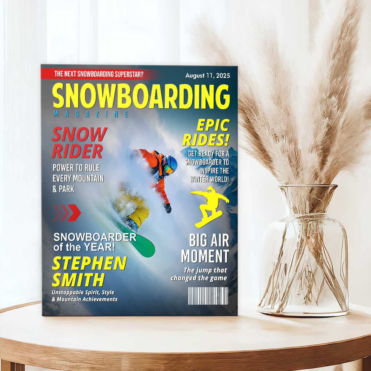 Custom Snowboarding Magazine Cover – Snowboard Gift, Gift for Snowboard Lovers