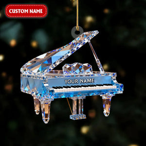 Customized Piano Crystal Effect Acrylic Ornament, Pianist Gift, Piano Christmas Music Theme Decor