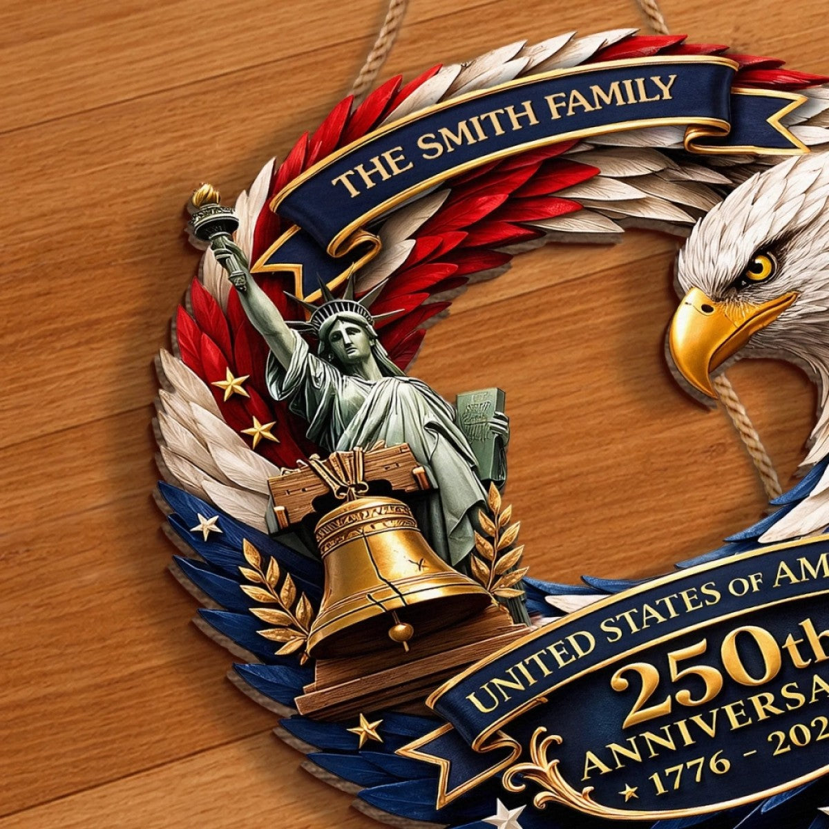 Custom Family Wood Sign Personalized America 250th Anniversary Gifts