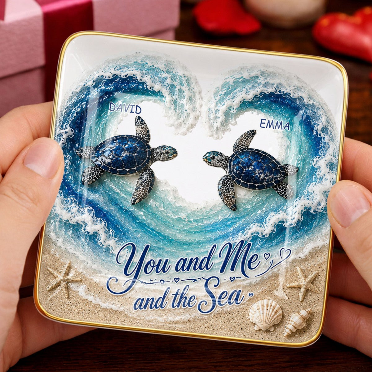 You And Me And The Sea Personalized Ceramic Dish