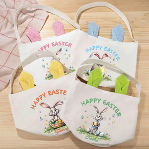 Personalized Cute Bunny Easter Basket with Name Party Decoration Easter Gift for Boys Girls