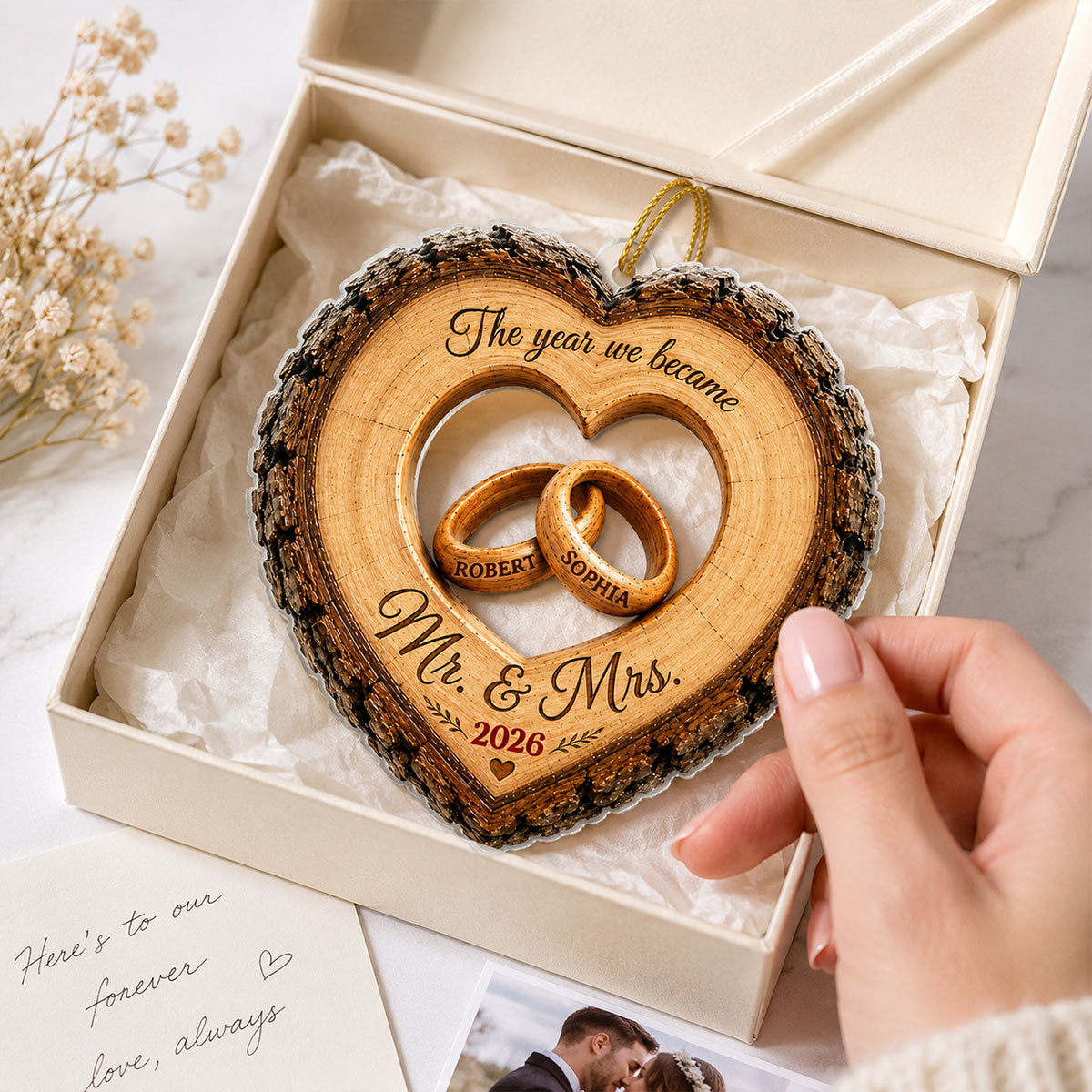 Together Forever Couple Anniversary - Personalized Acrylic Ornament - Heartfelt Gift for Her, for Him