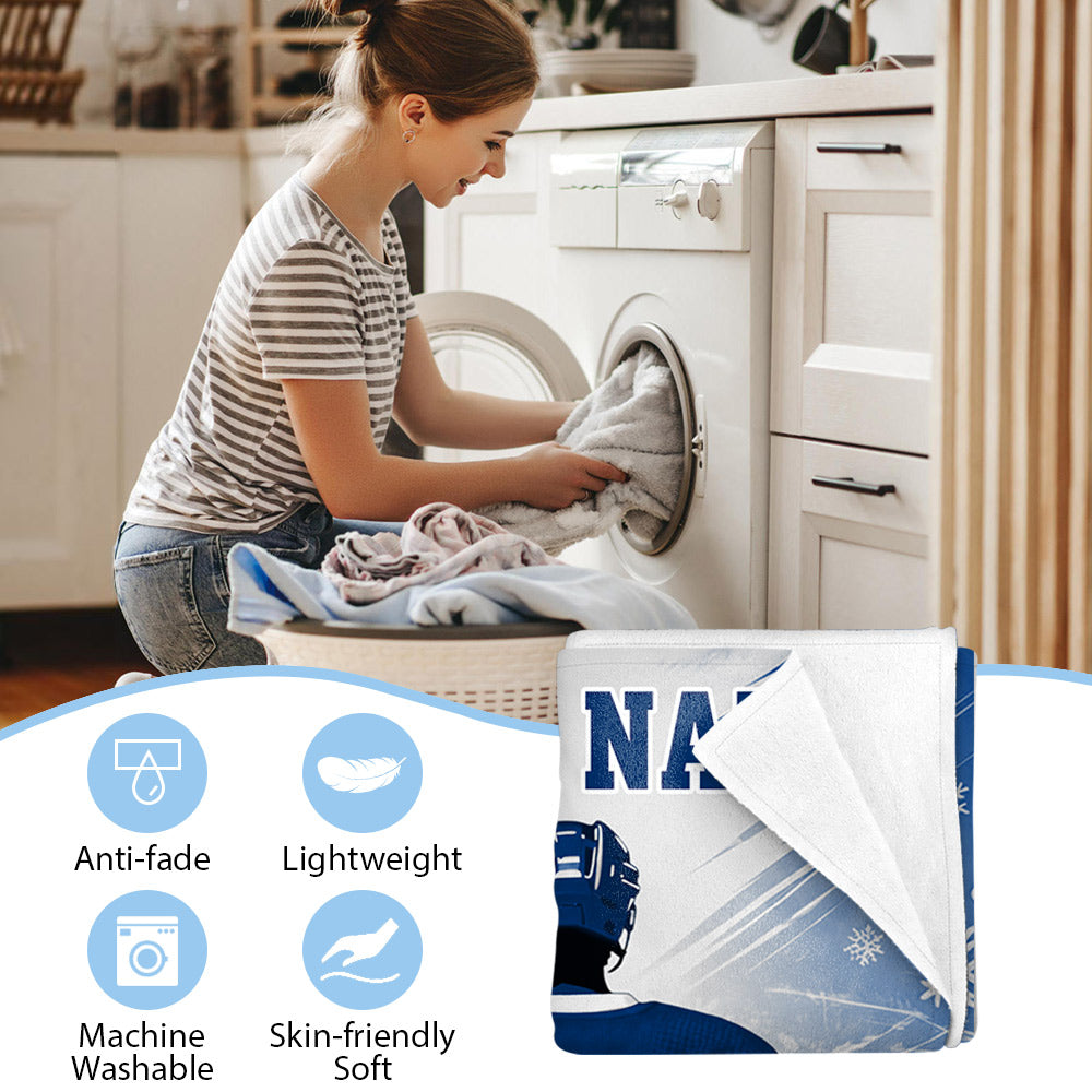 Custom Team Name, Player Name & Number Personalized Hockey Blanket Gift for Hockey Lovers