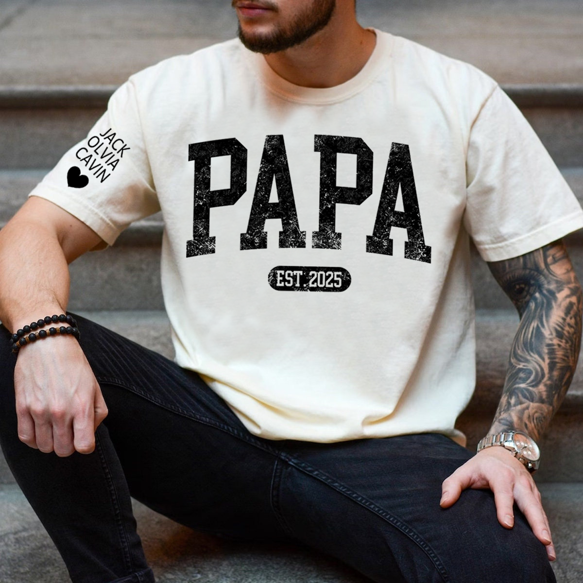 Personalized Papa T Shirt With Est Year,  Gift for Papa,dad,grandpa