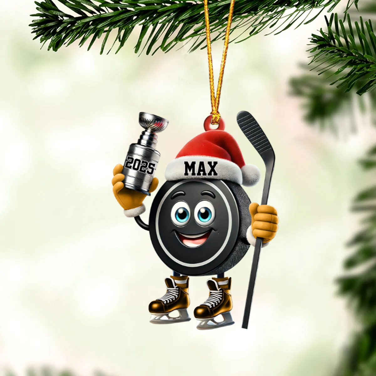 Personalized Trophy Hockey Ornament Hockey Lover Christmas Gift