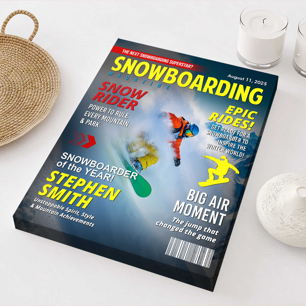 Custom Snowboarding Magazine Cover – Snowboard Gift, Gift for Snowboard Lovers