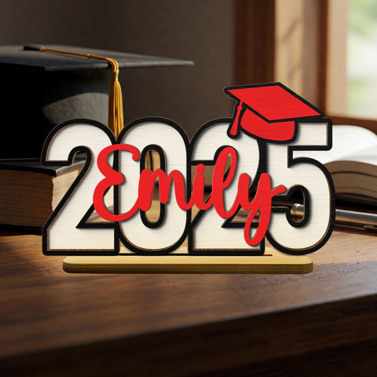 2025 Graduation Senior Personalized 2-Layer Standing Wooden Plaque