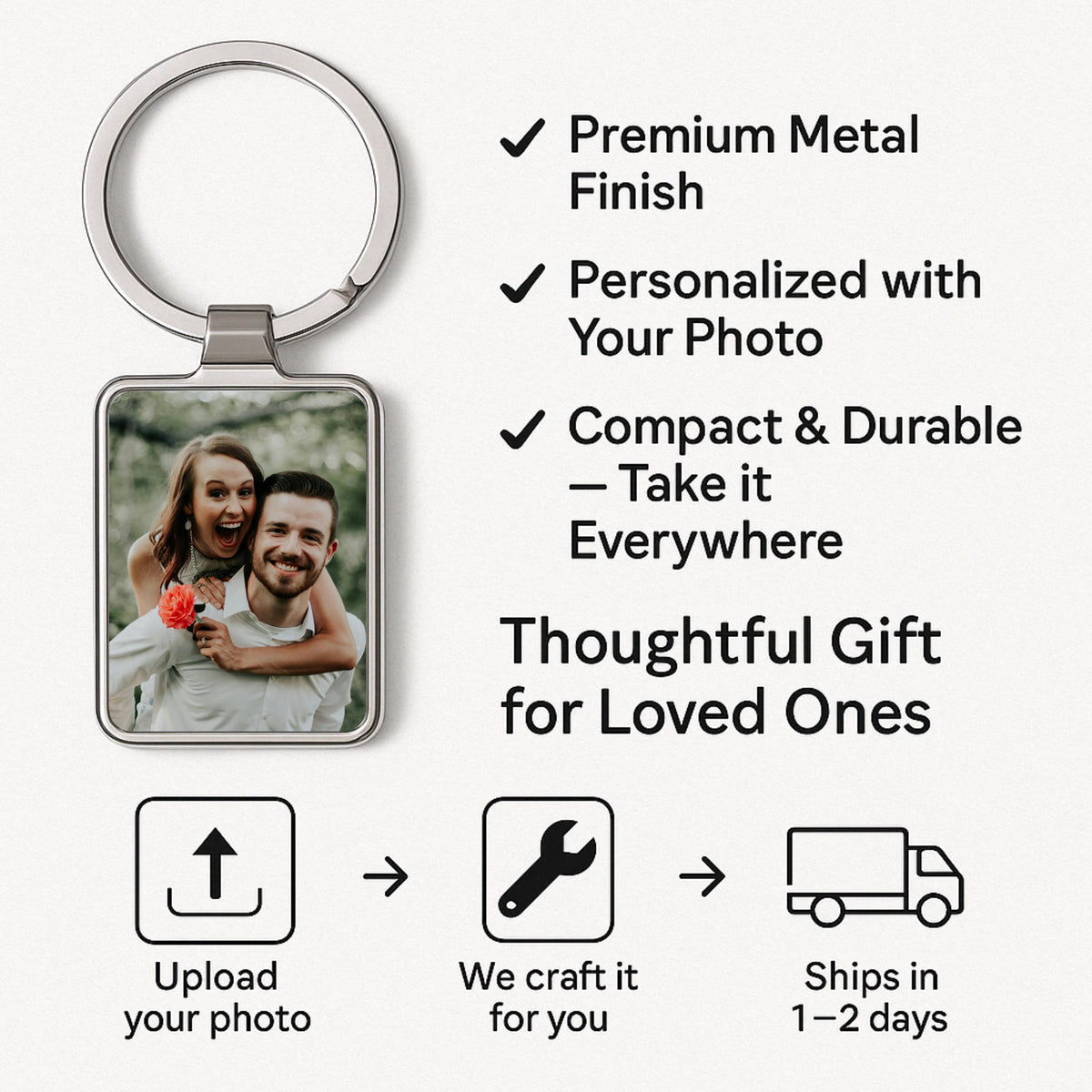 Personalized Photo Keychain Anniversary Gift, Unique Couples Gift