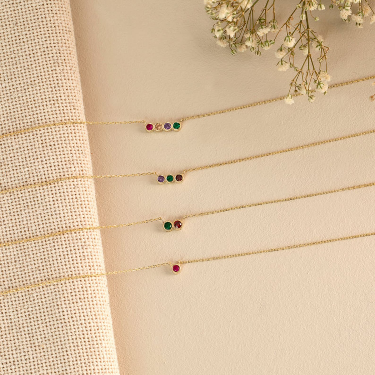 Personalized Family Birthstone Necklace,Multiple Birthstone Necklace