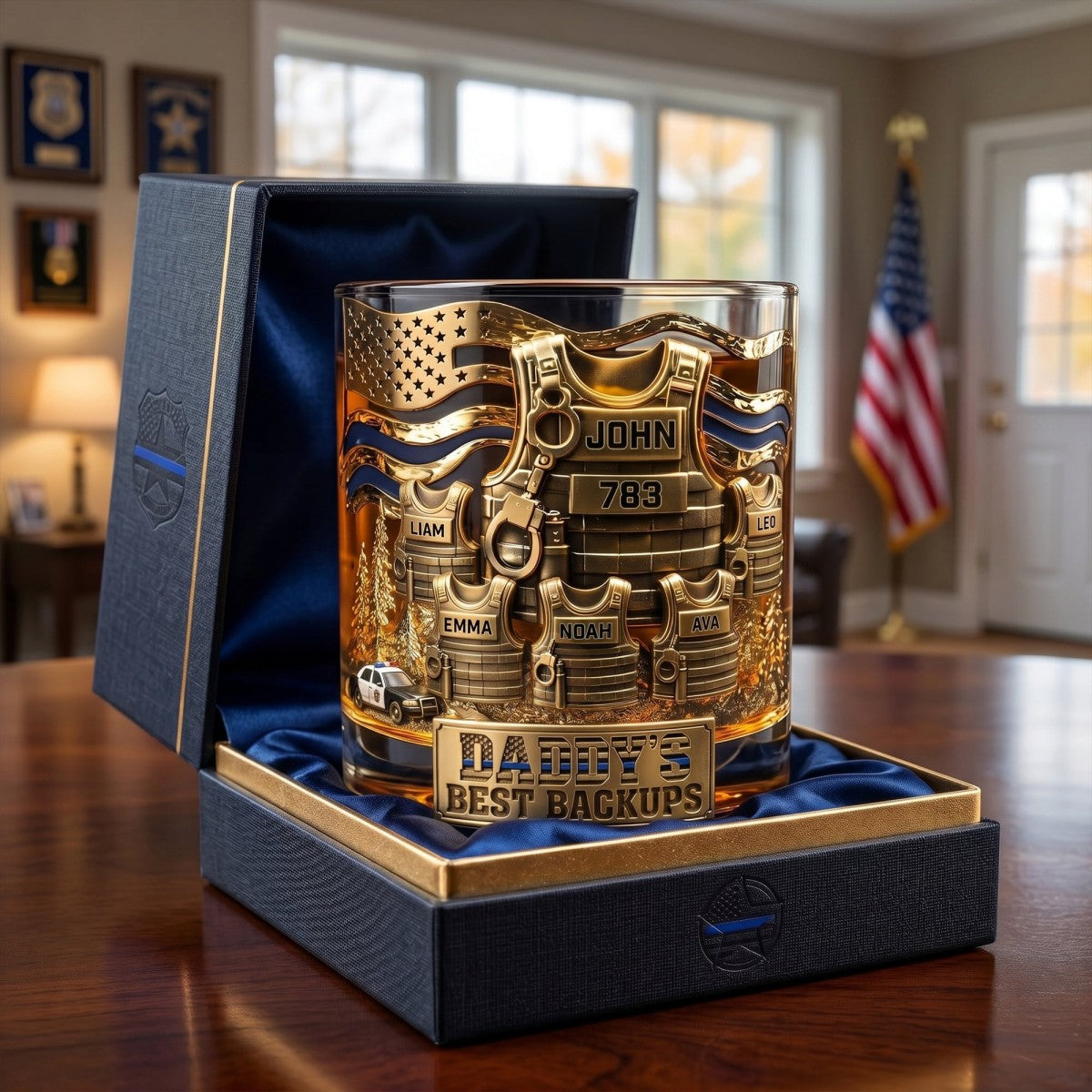 Legendary Police Dad Whiskey Glass – Personalized Gifts For Police Officer