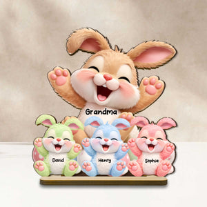 Grandma Bunny Easter Eggs - Personalized Wooden Plaque - Easter Decor for Grandma