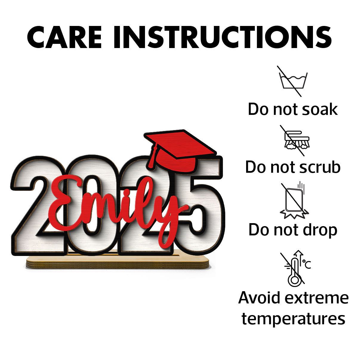 2025 Graduation Senior Personalized 2-Layer Standing Wooden Plaque