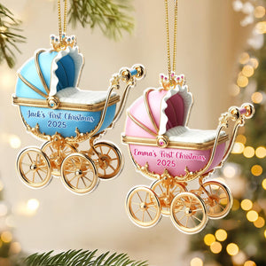 Custom Baby Carriage Ornament, Vintage Baby Stroller Ornament