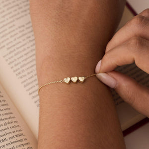 Minimalism Small 3D Initial Heart Charm Bracelet, Personalized Family Bracelet, Ladies Bracelet