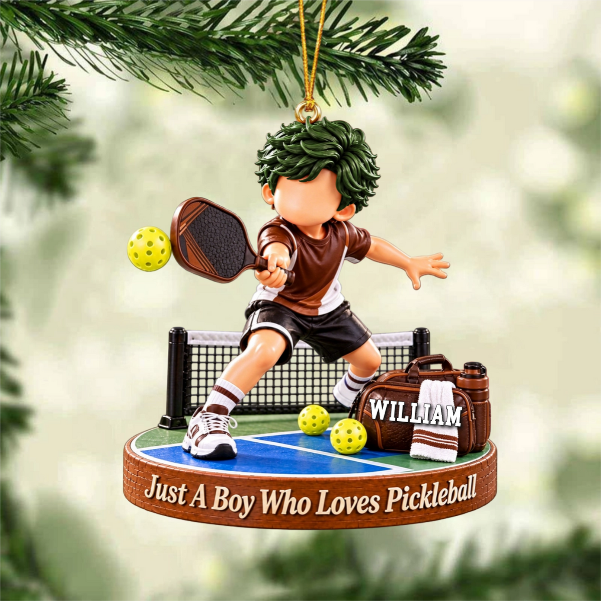 Personalized Pickleball Boy Pickleball Girl Christmas Ornament