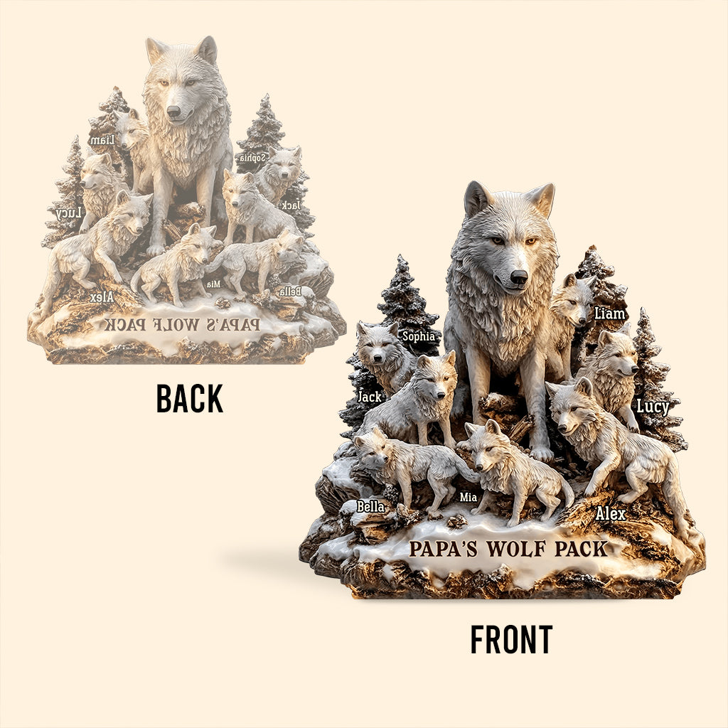 Papa's Wolf - Personalized Father Custom Shaped Acrylic Plaque