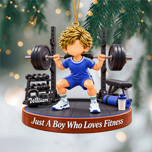 Just A Boy Who Loves Fitness - Personalized Christmas Ornament Gift for Fitness Lover