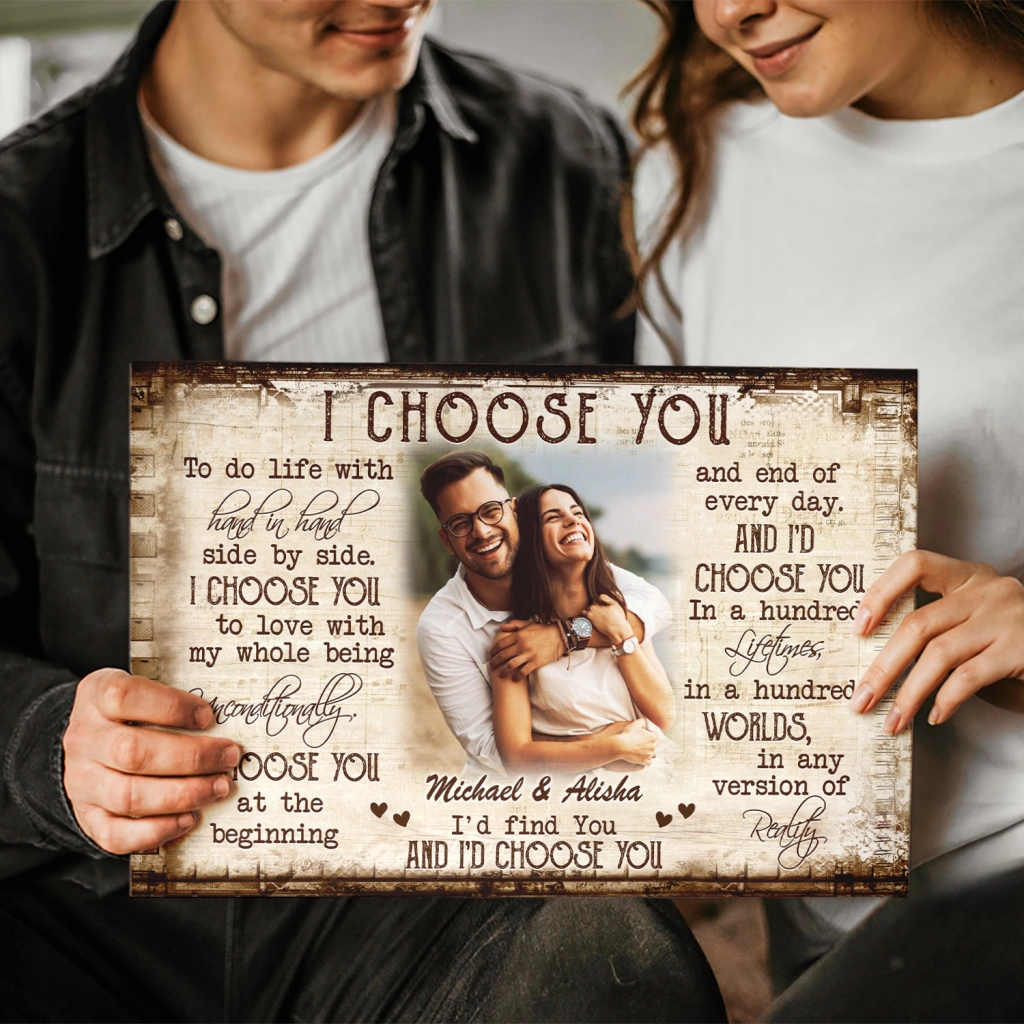 I Choose You Couple Personalized Canvas Poster, Anniversary Gift, Valentine's Day Gifts