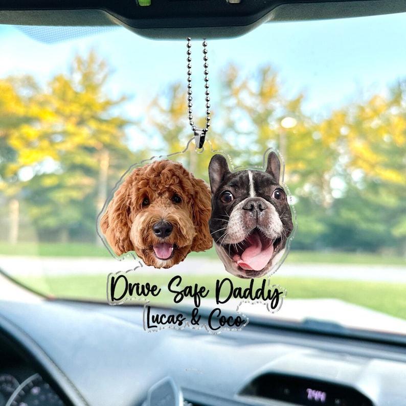 Hanging Dog Photo Personalized Acrylic Car Ornament Gift For Pet Lovers