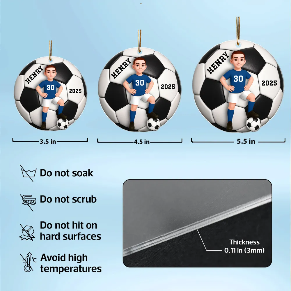 Soccer Girl Boy - Personalized Acrylic Ornament Christmas Gift For Daughter, Gift For Son