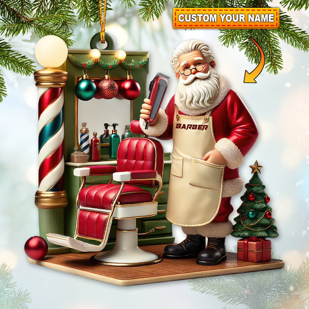 Barber Shop Ornament, Personalized Custom Holiday Decor, Hairdresser Christmas Gift