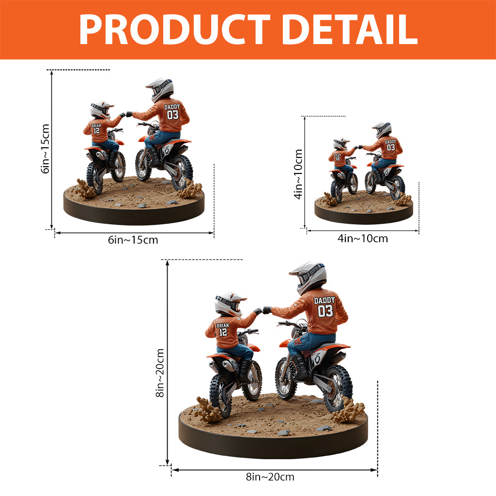 Dad And Kid - Personalized Dirt Bike Shaped Acrylic Plaque