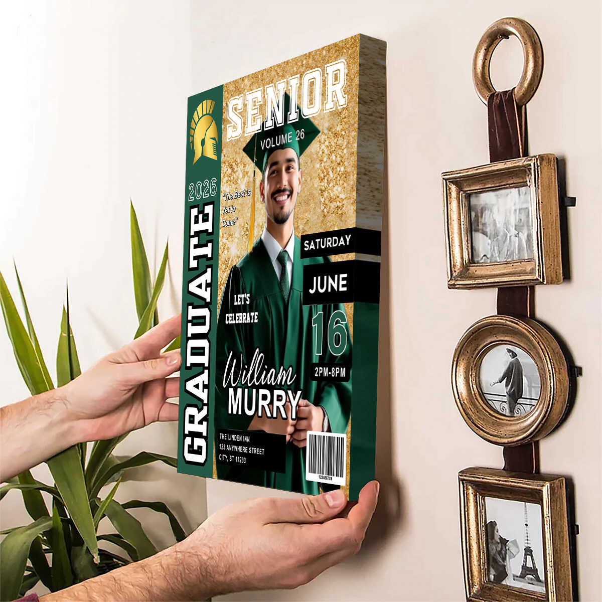 New Graduate Gift - Personalized Graduation Magazine Cover Canvas for Him or Her