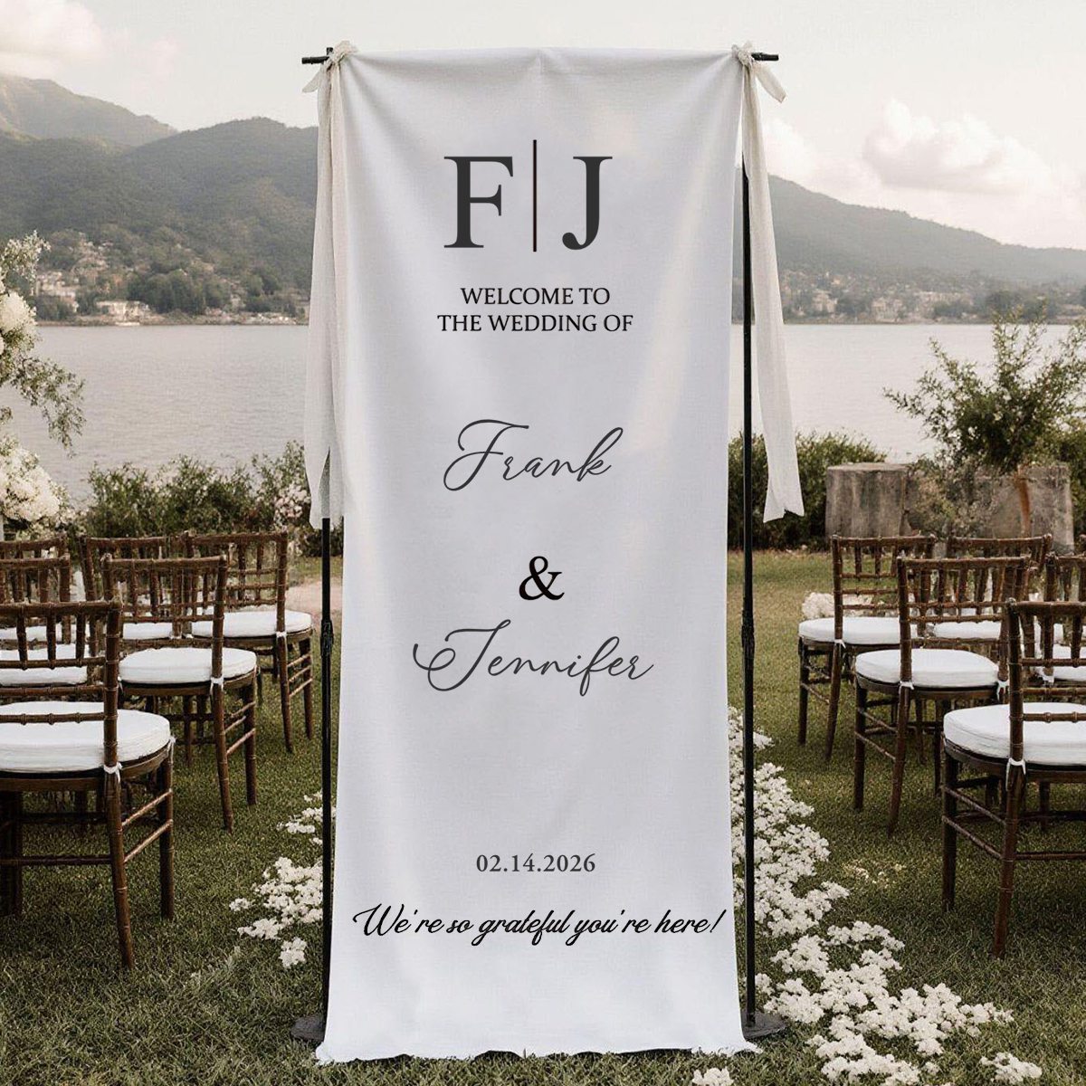 Welcome To The Wedding Of Mr. & Mrs. • Custom Fabric Wedding Welcome Sign •  Personalized Wedding Decor