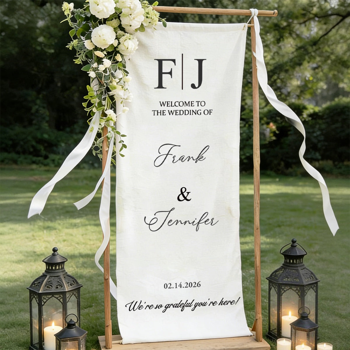 Welcome To The Wedding Of Mr. & Mrs. • Custom Fabric Wedding Welcome Sign •  Personalized Wedding Decor