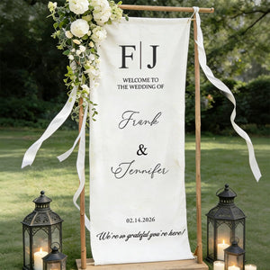Welcome To The Wedding Of Mr. & Mrs. • Custom Fabric Wedding Welcome Sign •  Personalized Wedding Decor