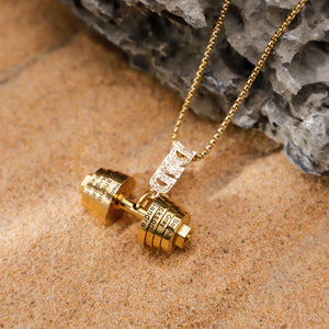 Personalized DAD Dumbbell Charm Necklace