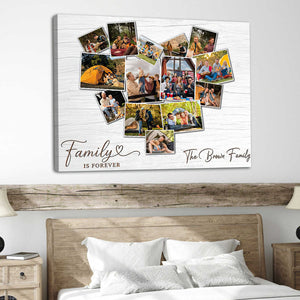 Custom Heart Photo Collage Canvas Poster, Personalized Message and Photos Gift
