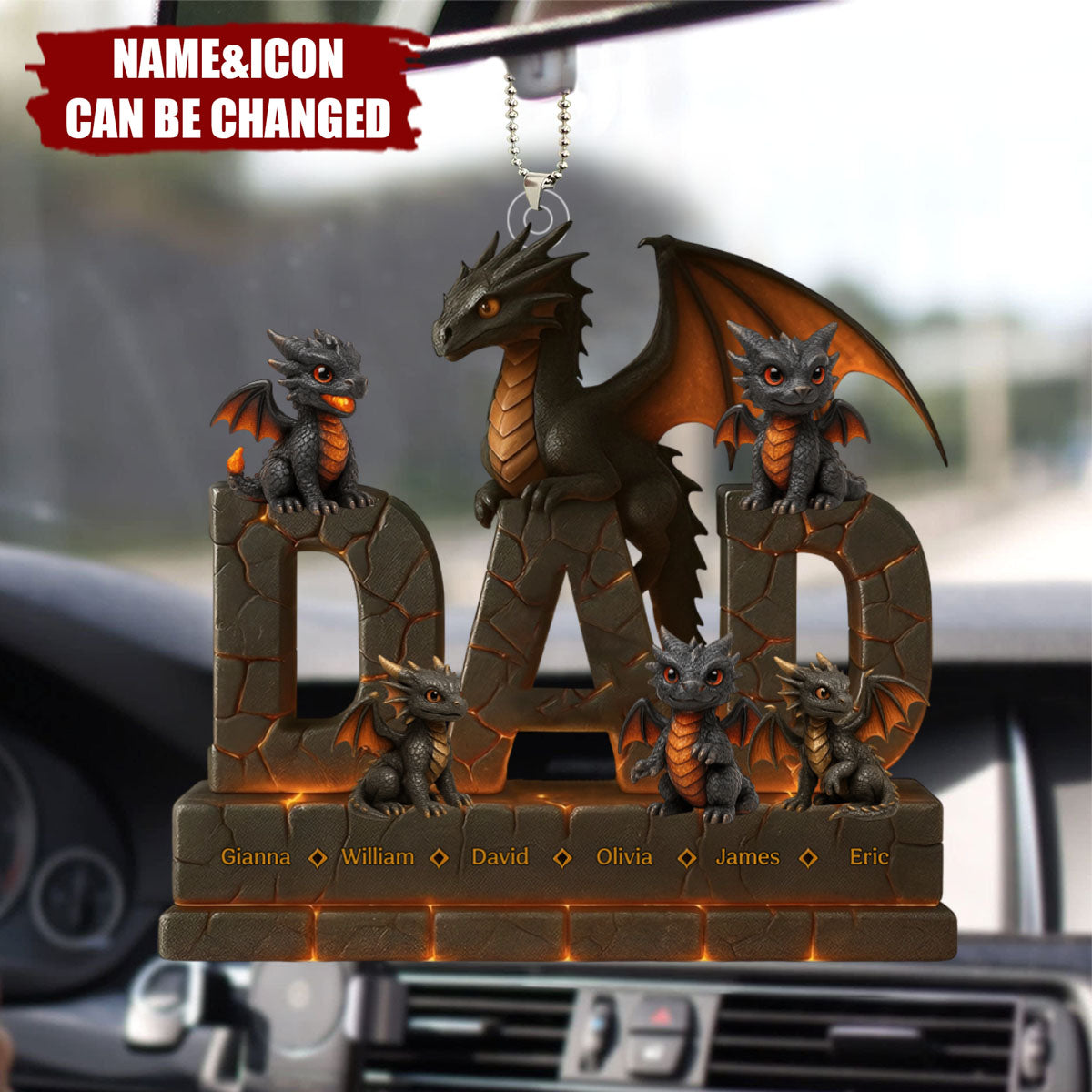 Fire Dragon Dad Acrylic Ornament Personalized Gifts For Dad