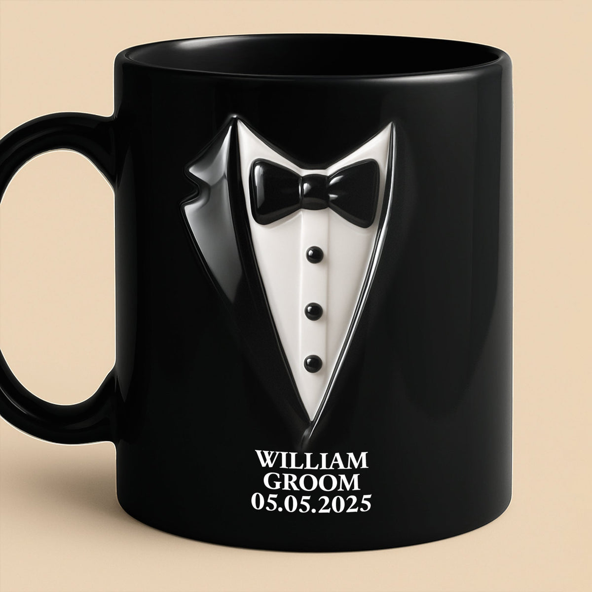 Elegant Groom Suit Bride Dress Design, Personalized Custom Coffee Mug, Gift For Couple