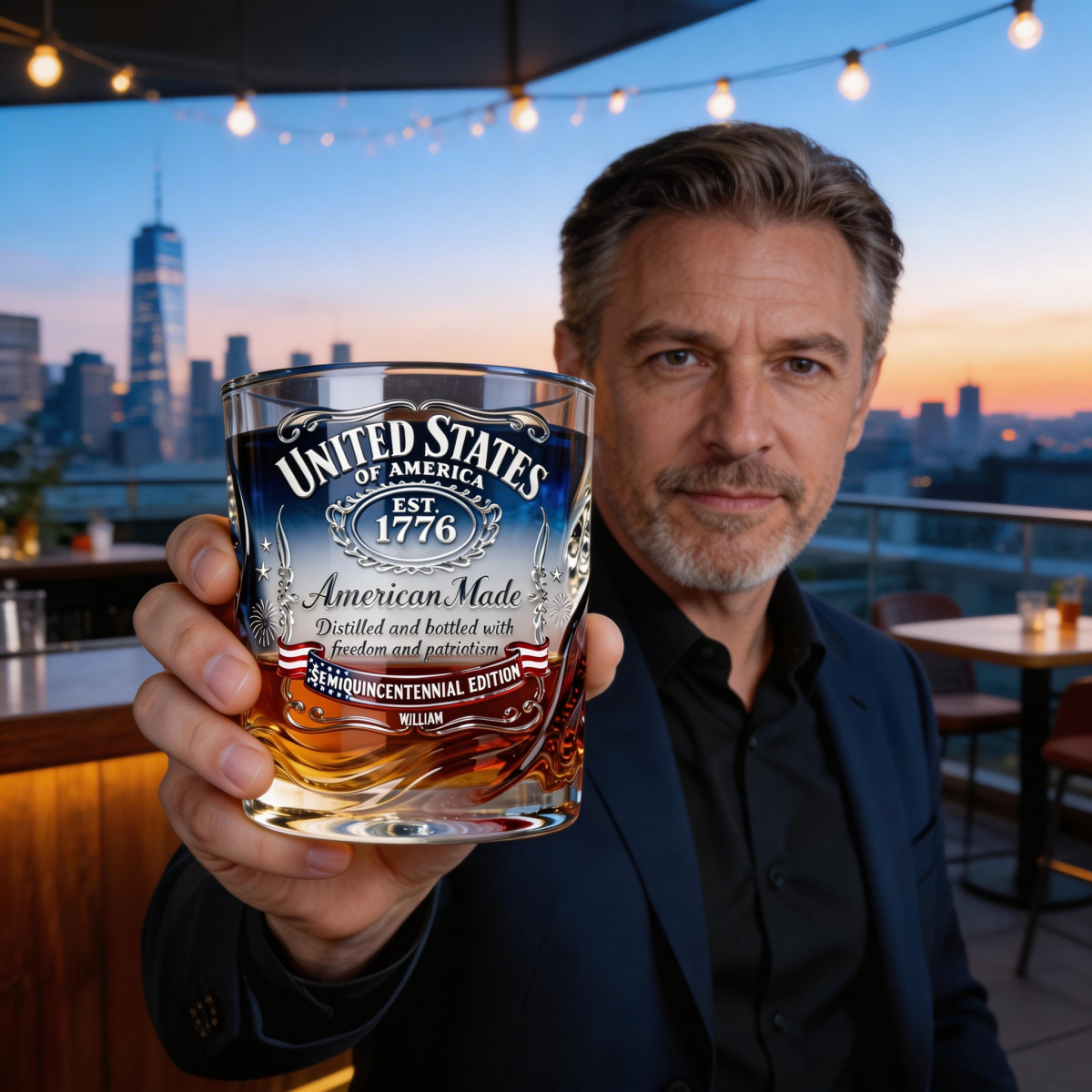 Personalized American Anniversary Whisky Glass Gifts For Patriots