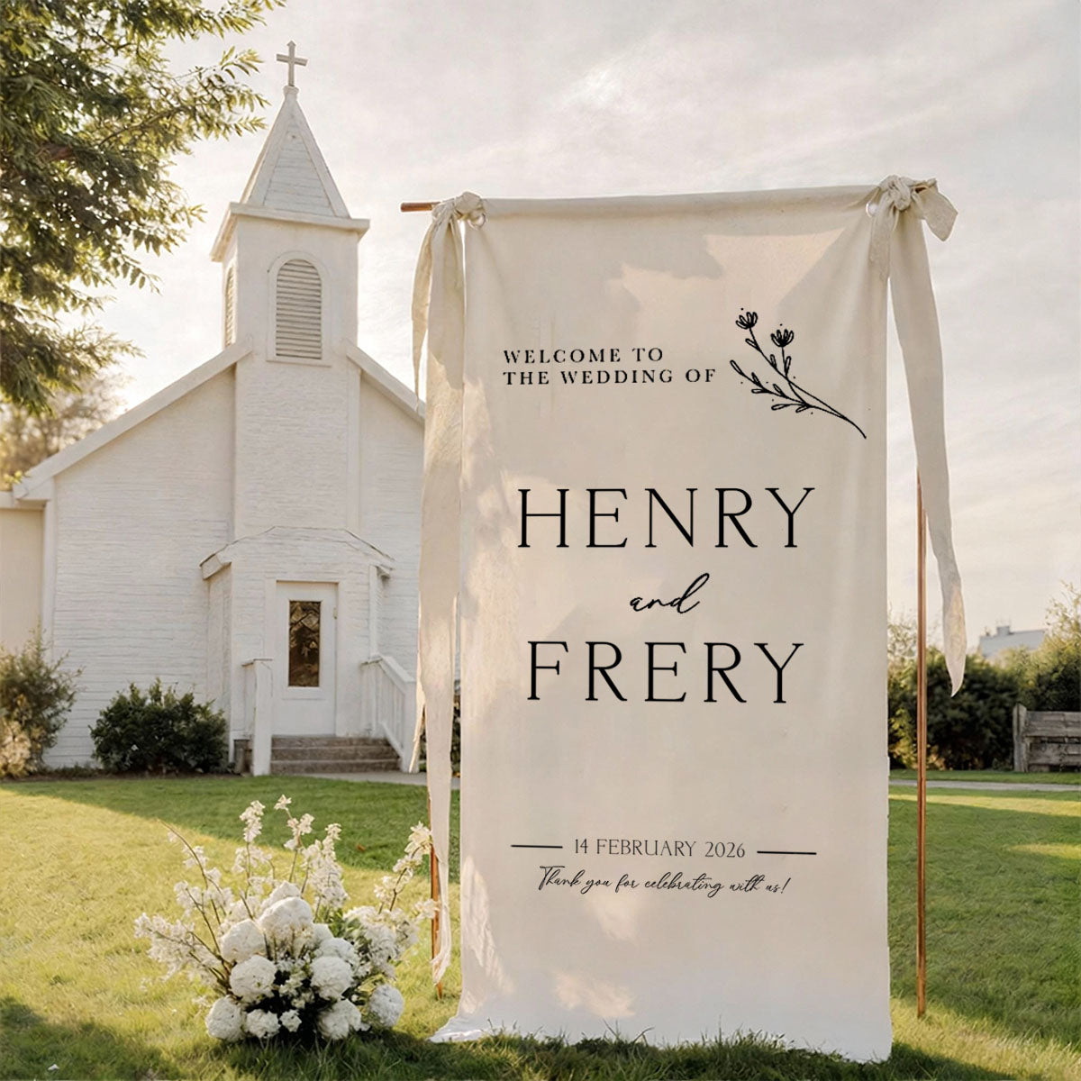 Custom Fabric Wedding Welcome Sign • Modern Wedding Sign • Wedding Banner • Personalized Wedding Decor • Engagement Party Sign