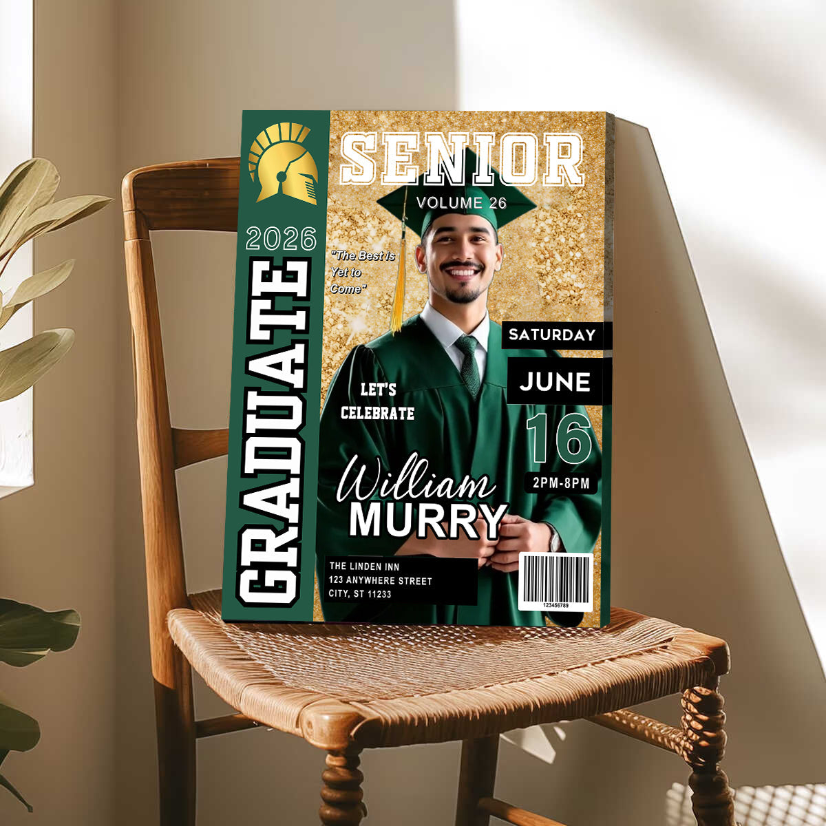 New Graduate Gift - Personalized Graduation Magazine Cover Canvas for Him or Her