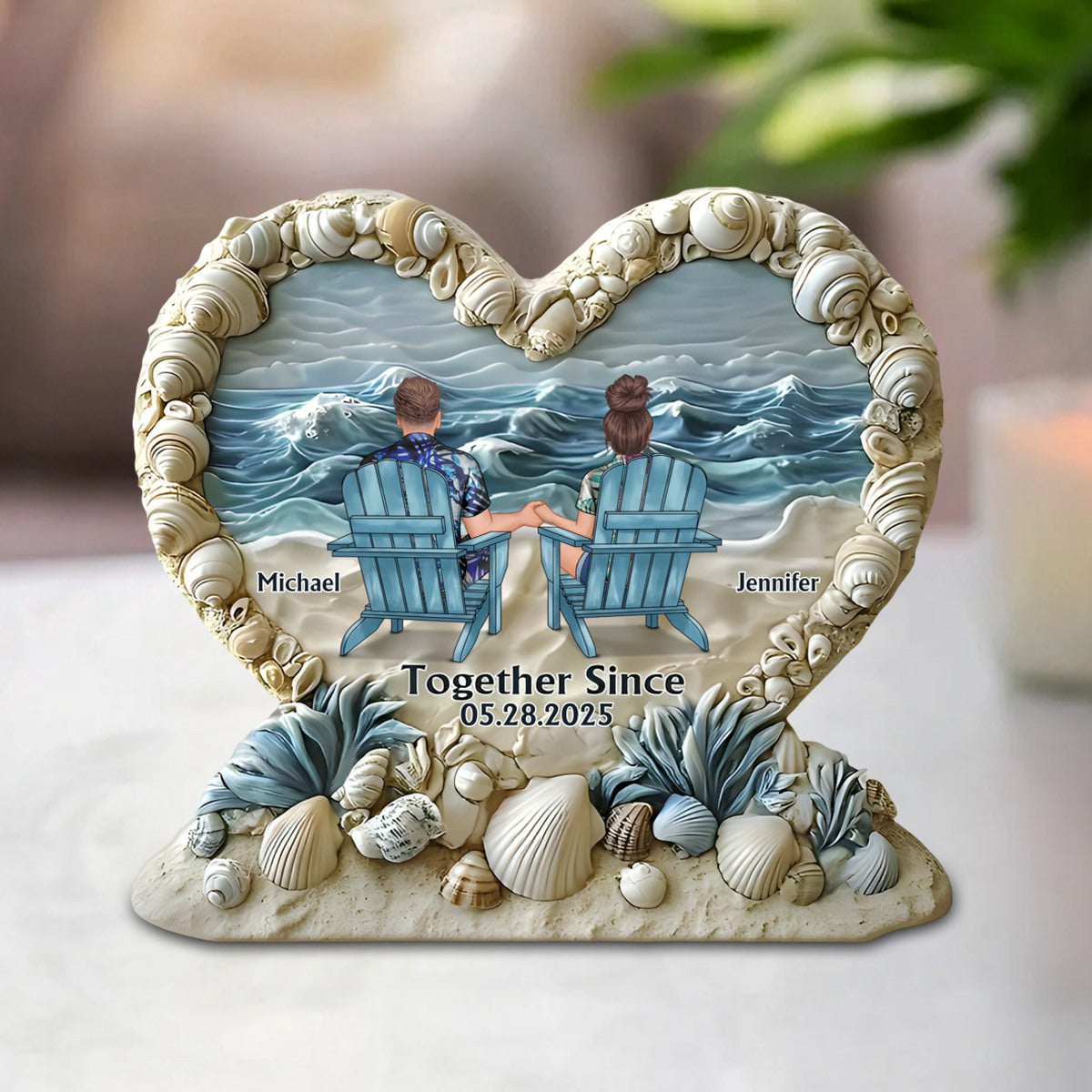 Together Since - Personalized Couple Heart Shaped Acrylic Plaque