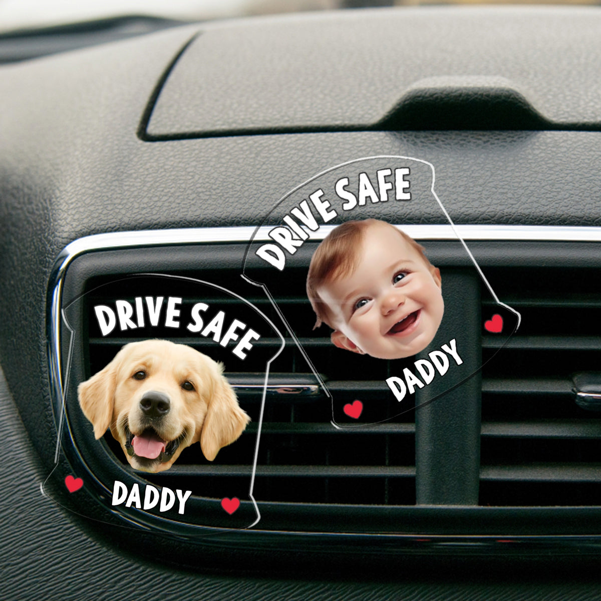 Drive Safe Daddy Photo Vent Clip - Personalized Safe Driving Gift
