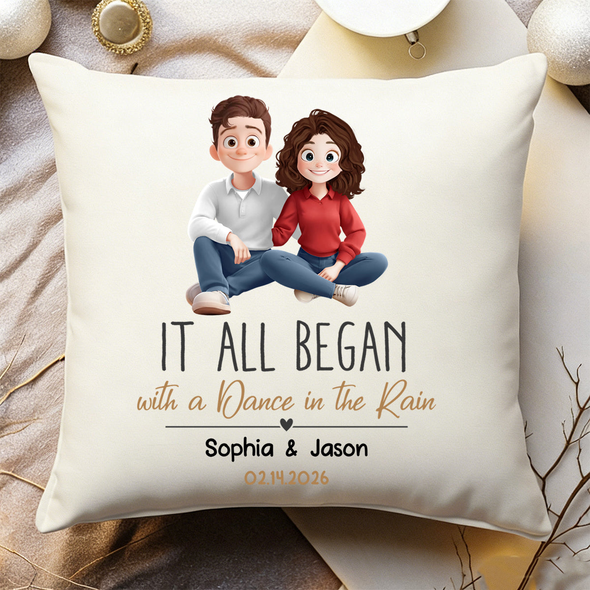 It All Began Couple Gift For Valentine Anniversary - Personalized Pillow