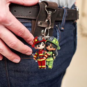 Personalized Gifts For Couple Keychain Firefighter Couple