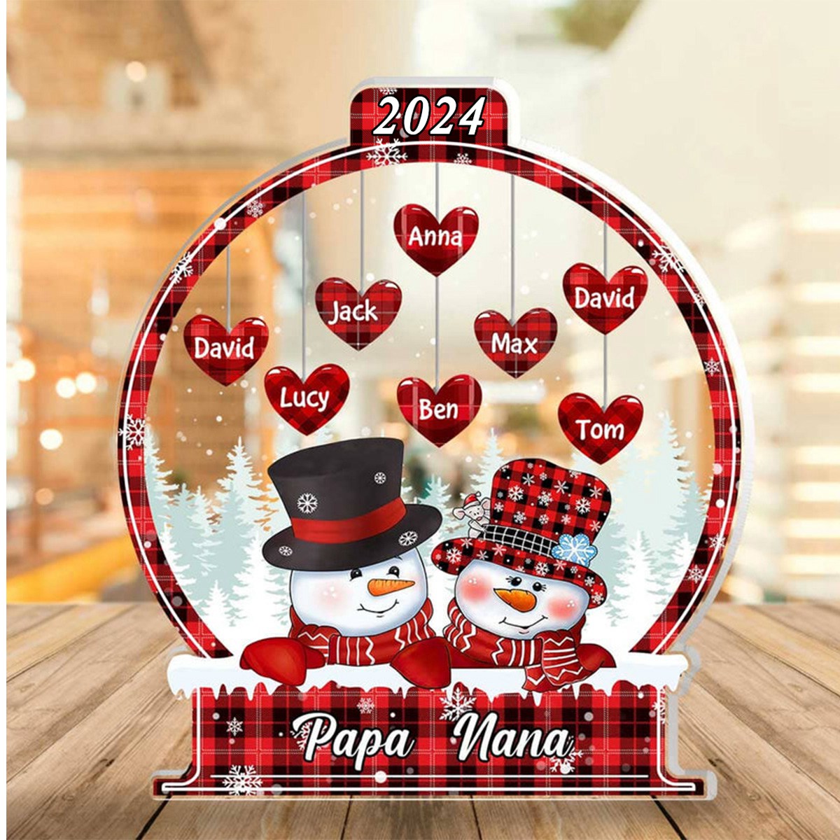 Sparkling Christmas Snowman Personalized Acrylic Plaque