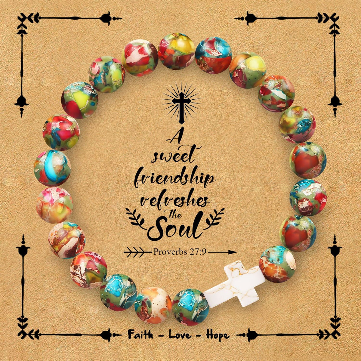 Natural stone cross bracelet