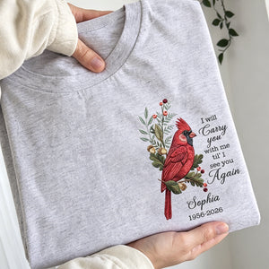 Sympathy Gift For Loss Of Loved One – Personalized Cardinal Memorial Shirt "Your Wings Were Ready, But Our Hearts Were Not"