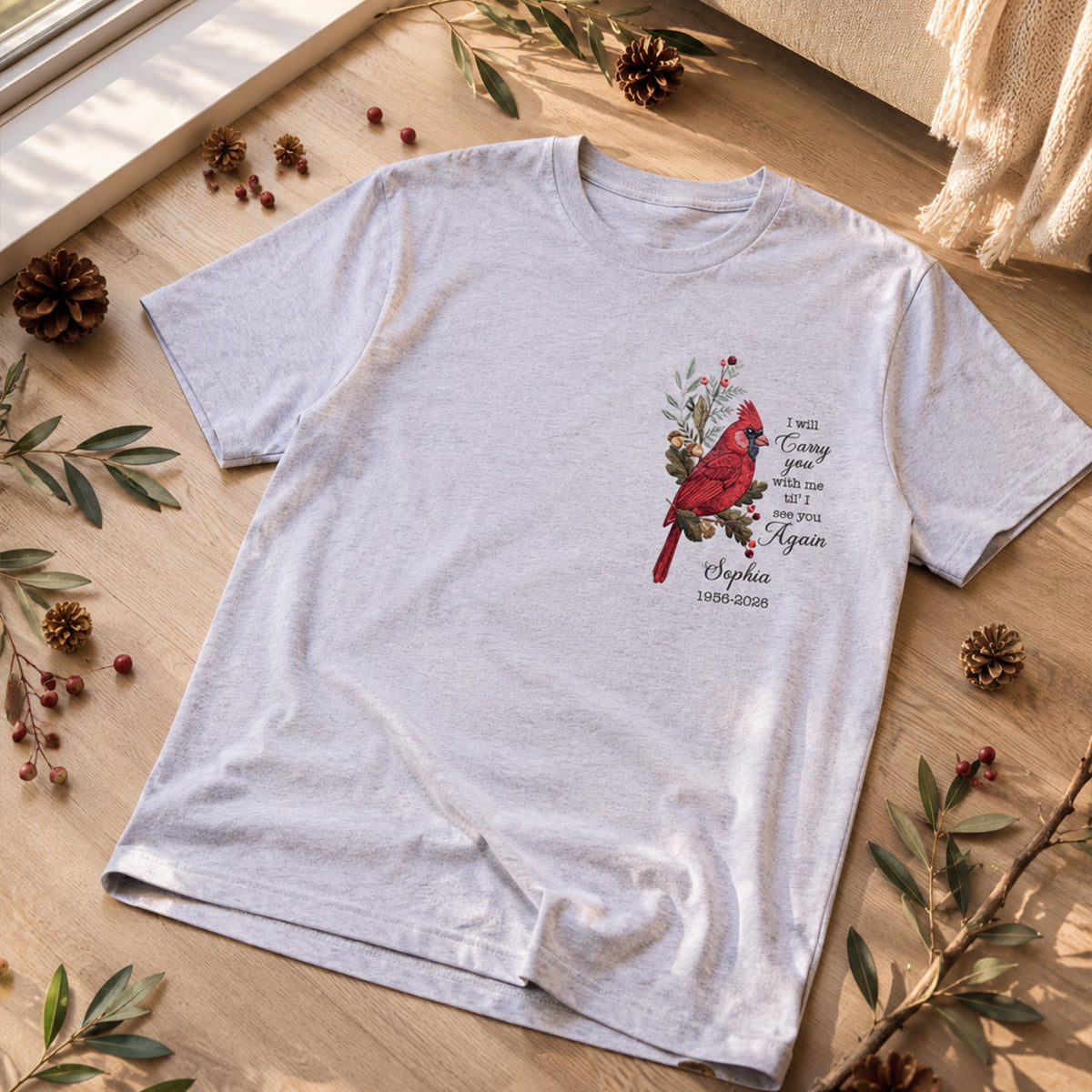 Sympathy Gift For Loss Of Loved One – Personalized Cardinal Memorial Shirt "Your Wings Were Ready, But Our Hearts Were Not"
