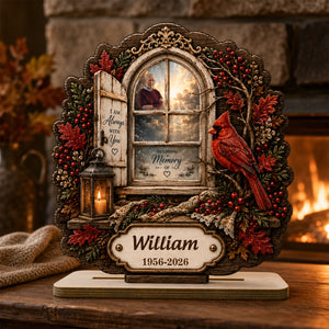 Personalized Cardinal Memorial Window Wooden Plaque,Custom Photo Memorial Gift