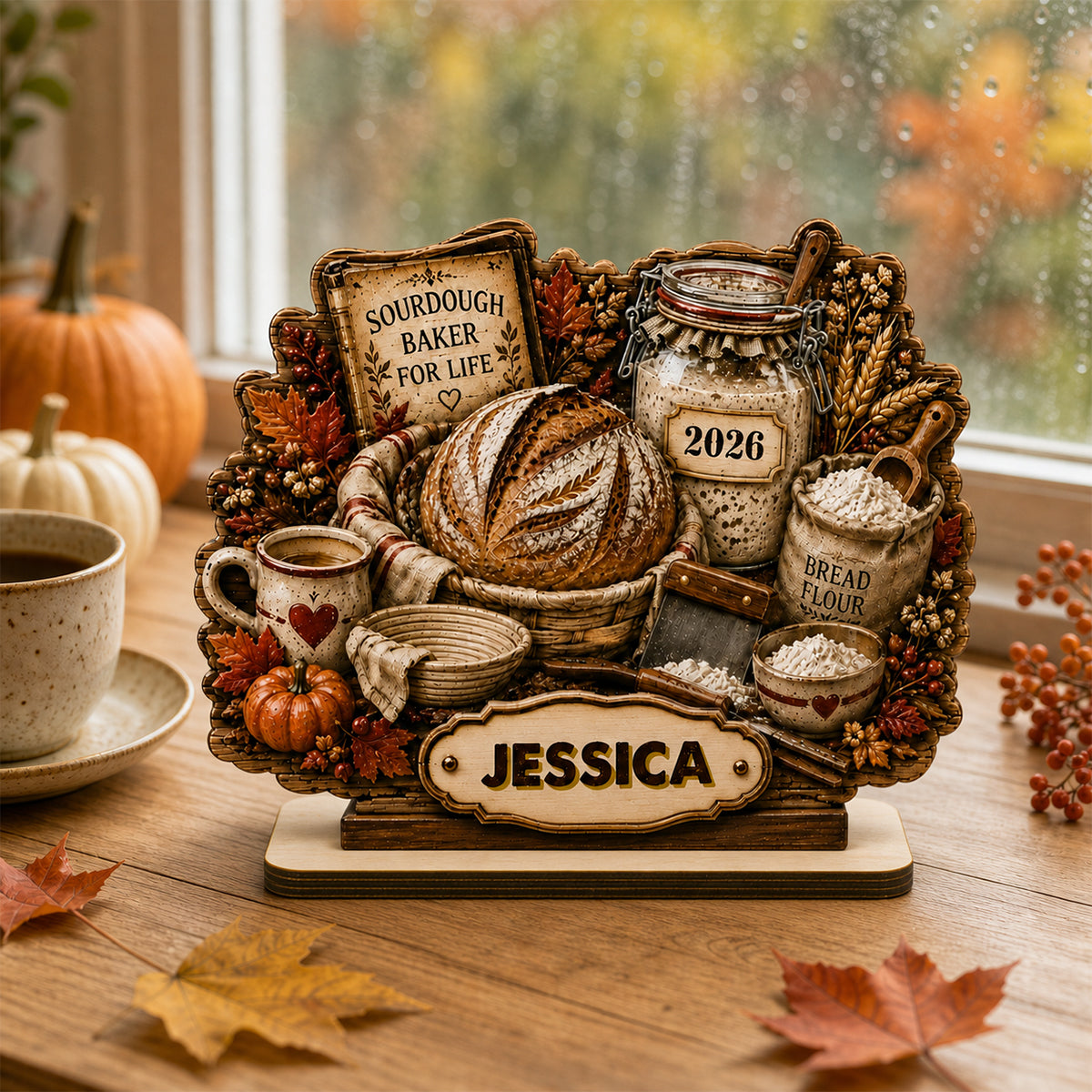 Sourdough Baker Cluster Personalized Wooden Plaque Baking Gift for Bakers,Bread Lovers
