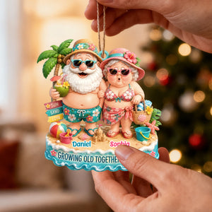 Growing Old Together Beach Sun Land Love Personalized Acrylic Ornament Gift For Couples