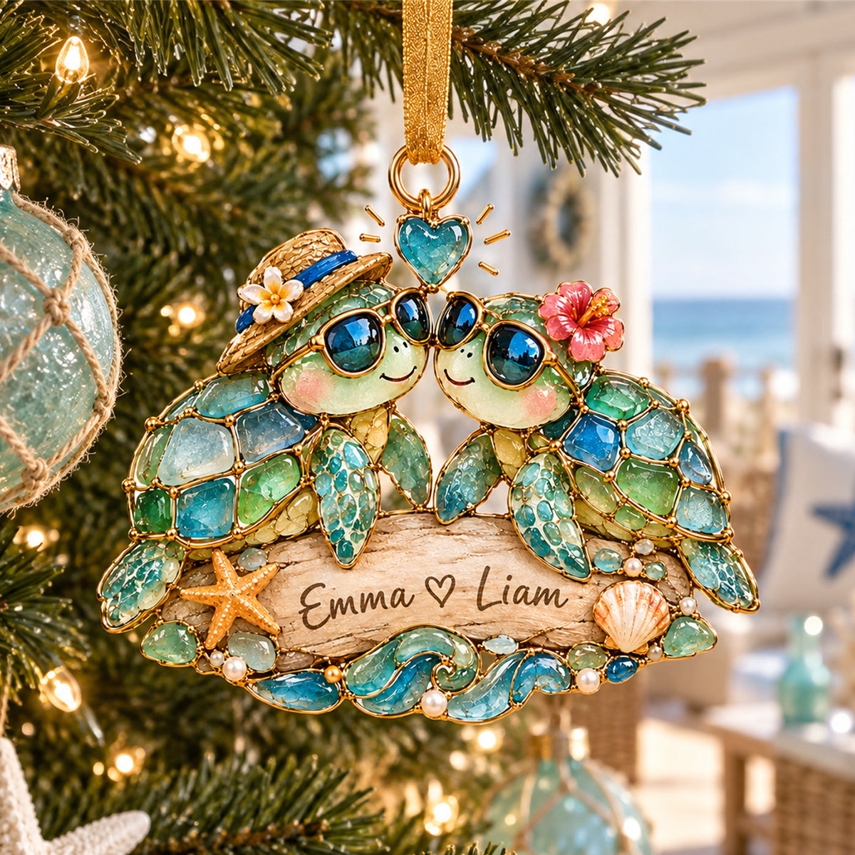 Personalized Ocean Couple Ornament Wedding Christmas Gift For Couples