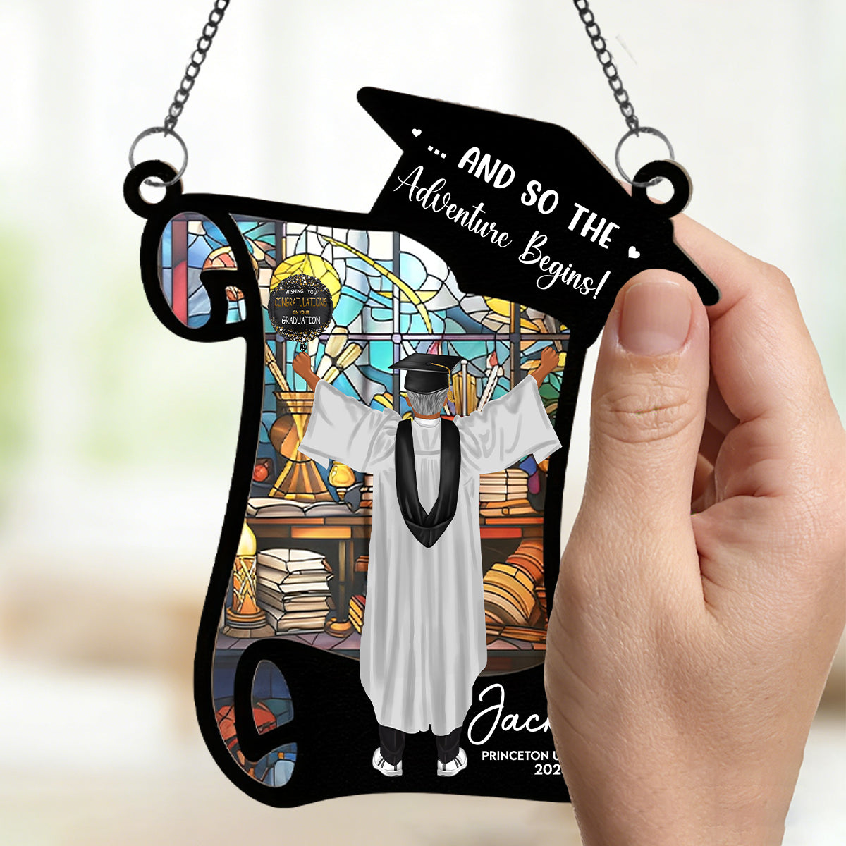 She Believed She Could So She Did! - Personalized Custom Window Hanging Suncatcher Ornament